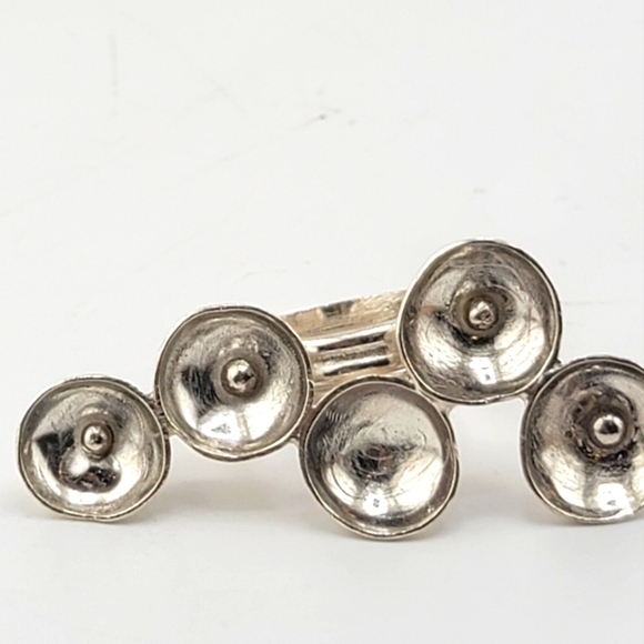 STATEMENT PIECE HANDMADE RING IN STERLING SILVER METAL SIZE 7 - Picture 3 of 6